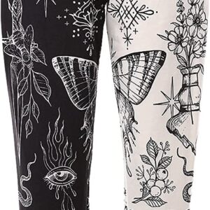 Amuver Women’s Boho Hippie Harem Pants High Smocked Waist Printed Patchwork Sweatpants Yoga 90S Goth Baggy Casual Trousers