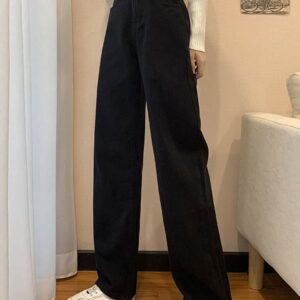 Cotvotee High Waisted Jeans for Women Clothing Blue Black Straight Leg Denim Pants Trousers Mom Jean Baggy Trousers Full Length