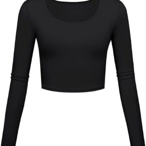 KLOTHO Lightweight Yoga Crop Tops Slim Fit Long Sleeve Workout Shirts for Women
