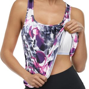 Miusey Womens Built in Shelf Bra Tank Tops Sleeveless Racerback Workout Yoga Tops