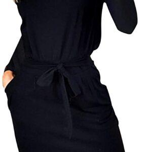 PRETTYGARDEN 2023 Fashion Fall Dresses for Women Casual Long Sleeve Belted Party Bodycon Sheath Pencil Dress