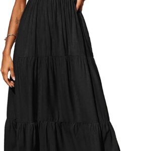 PRETTYGARDEN Women’s Summer Maxi Dress Casual Boho Sleeveless Spaghetti Strap Smocked Tiered Long Beach Sun Dresses
