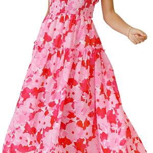 ZESICA Women’s Summer Boho Sleeveless Halter Neck Strappy Backless Smocked Flowy Tiered Midi Dress