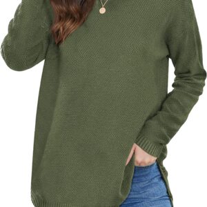 DB MOON Women Pullover Sweater 2022 Crew Neck Loose Fit Soft and Stretchy Solid Sweater for Women