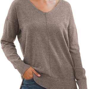 Jouica Women’s Casual Lightweight V Neck Batwing Sleeve Knit Top Loose Pullover Sweater