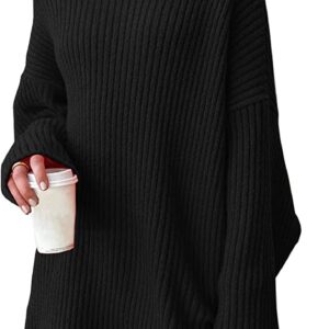 LILLUSORY Womens Turtleneck Oversized Long Batwing Sleeve Fall Sweater 2022 Plus Size Tunic Pullover Ribbed Knit Dresses
