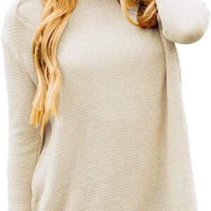 MEROKEETY Women’s Long Sleeve Oversized Crew Neck Solid Color Knit Pullover Sweater Tops