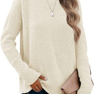MEROKEETY Women’s Long Sleeve Turtleneck Cozy Knit Sweater Casual Loose Pullover Jumper Tops
