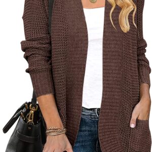 ZESICA Women’s Long Sleeve Open Front Casual Lightweight Soft Knit Cardigan Sweater Outerwear