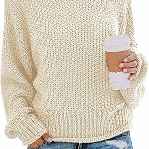 ZESICA Women’s Turtleneck Batwing Sleeve Loose Oversized Chunky Knitted Pullover Sweater Jumper Tops
