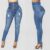 2020 New Plus Size Stretch Jeans Women Hole Denim High Waist Jeans Buttons Female Pant Slim Elastic Blue Skinny Pencil Pant