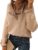 BTFBM Women’s Sweaters Casual Long Sleeve Button Down Crew Neck Ruffle Knit Pullover Sweater Tops Solid Color Striped